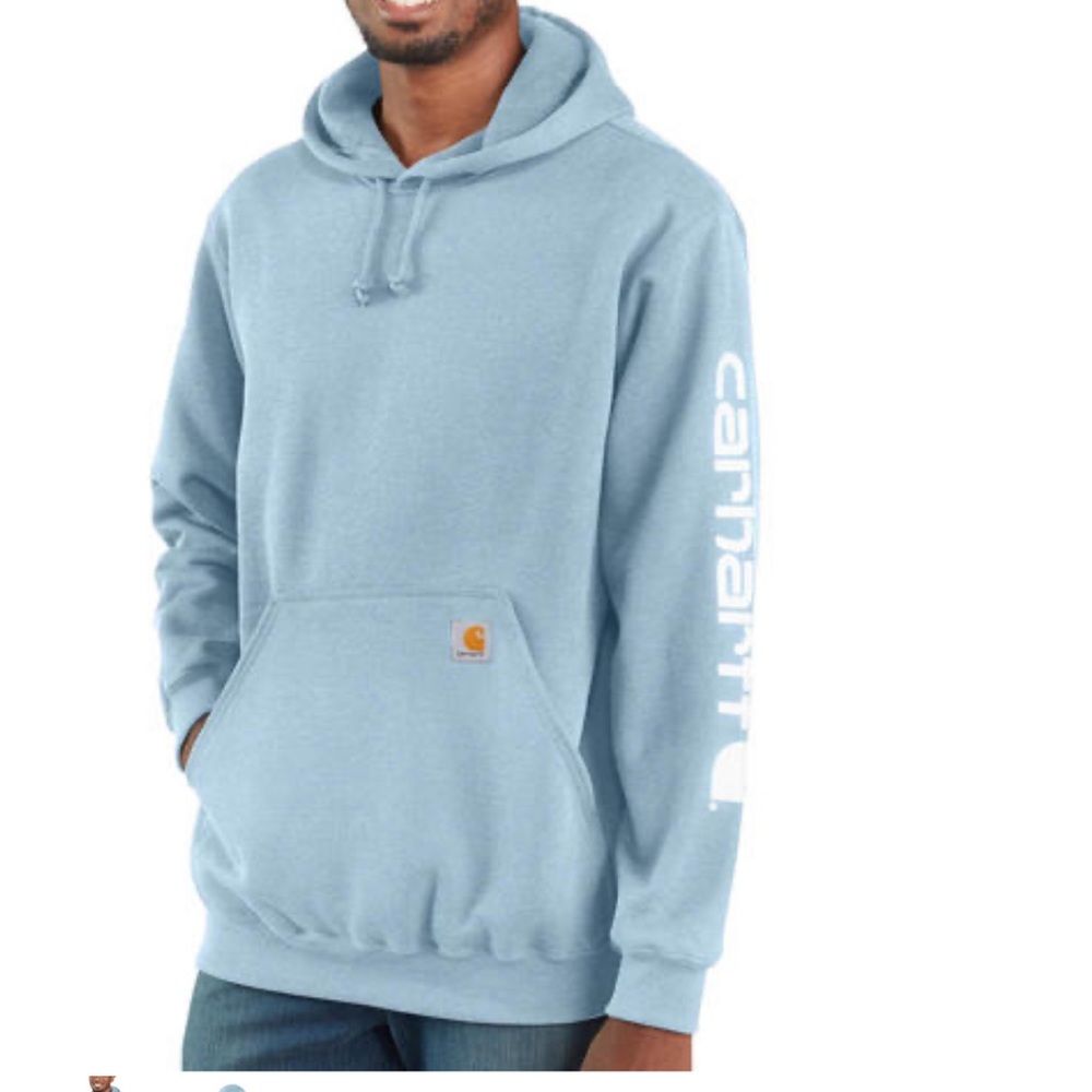 Mens Carhartt Logo Hoodie Tourmaline Heather size XL